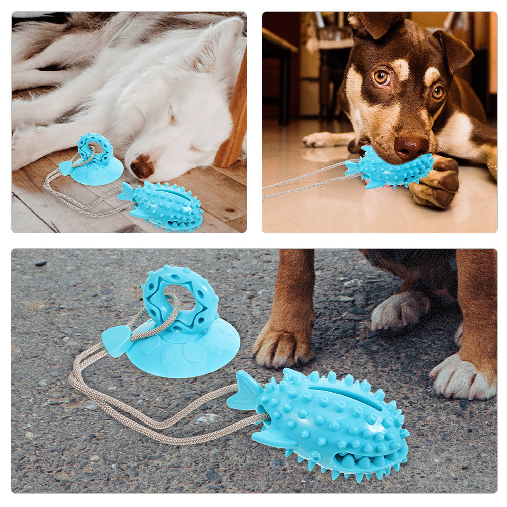 Suction Cup Dog Tug Toy - 강아지용 흡착식 장난감 2개 세트: 상호작용