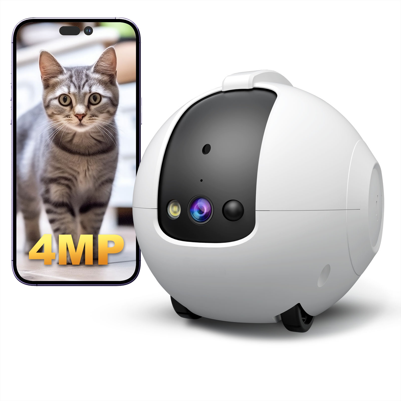 Cat Toys - 애완동물 카메라 로봇, 4MP 해상도, 양방향