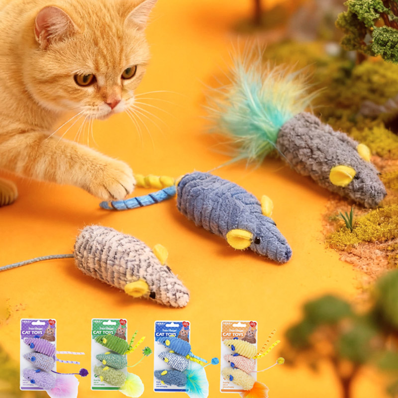 3개입 리얼리틱 쥐 인형 고양이 장난감 캣닢 내장 내구 - Catnip Interactive Plush Mouse 리뷰 및 가격
