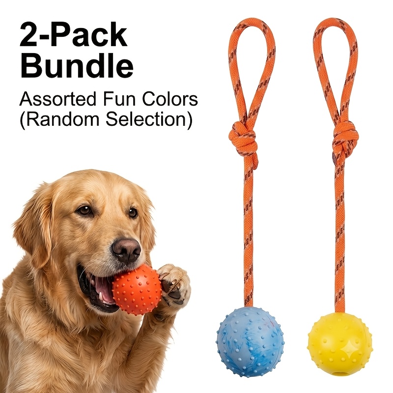 2개 세트 내구성 있는 고무 강아지 공(로프 포함),  - Dog Rope Toy Aggressive Chewers 리뷰 및 가격